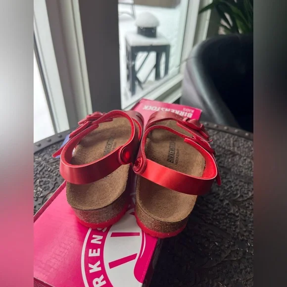 BIRKENSTOCK RIO KIDS SOFT METALLIC RED SANDALS 26 EU 8 US - Picture 7 of 8